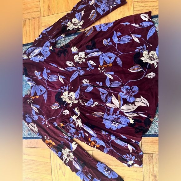 Free People Womens Bella Bell Sleeve floral V-Neck Tunic Top boho small - Picture 7 of 8